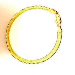 7 inch 18kt Gold Overlay Bracelet Sterling Silver 925 Stamped Italy